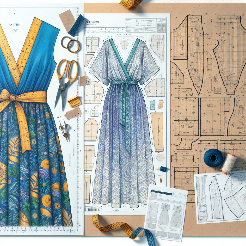 An arrangement of three types of sewing patterns: commercial, PDF, and custom patterns.