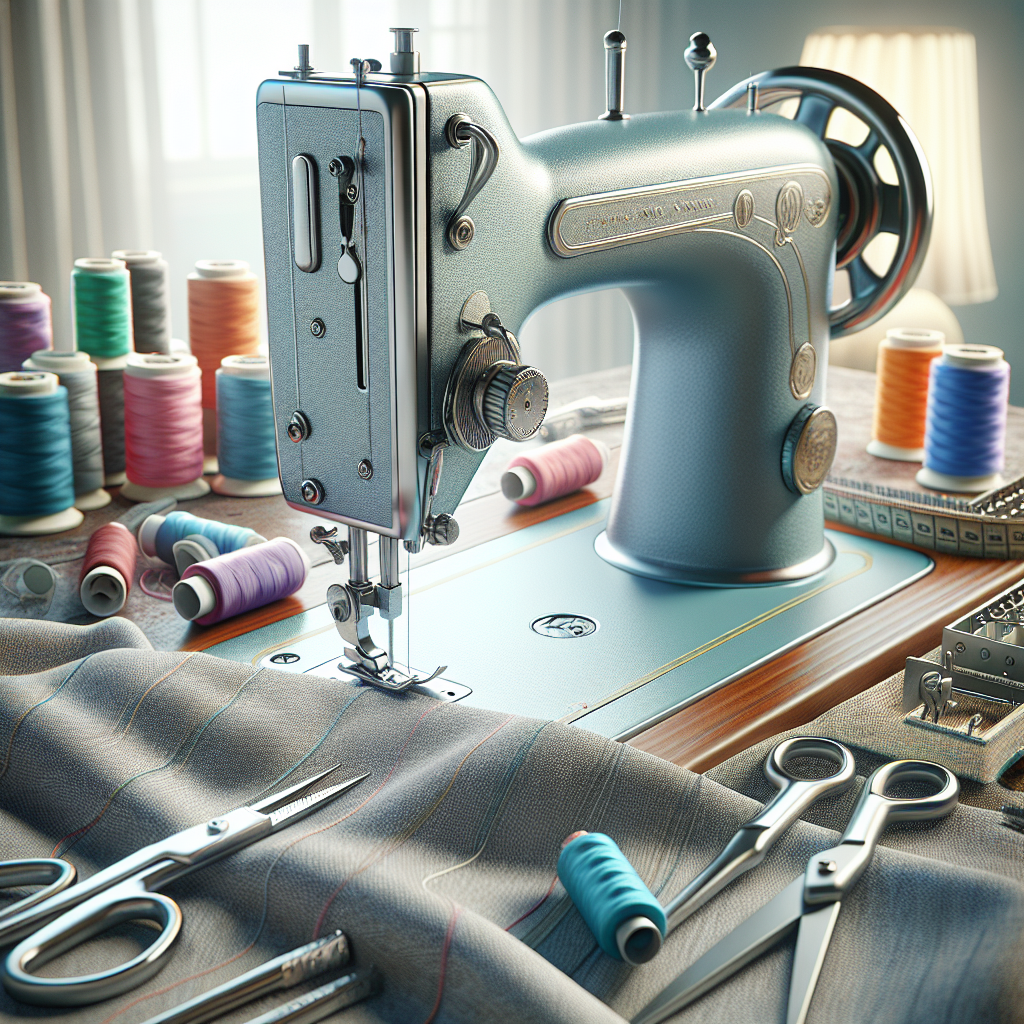 A sewing machine with a straight seam in a well-lit sewing workspace.