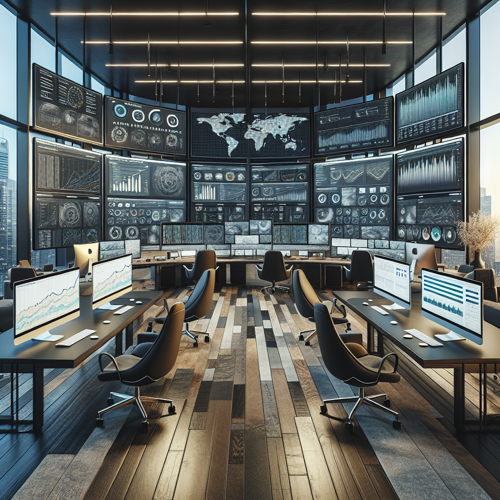 Modern office workspace with computer screens displaying web hosting provider websites.