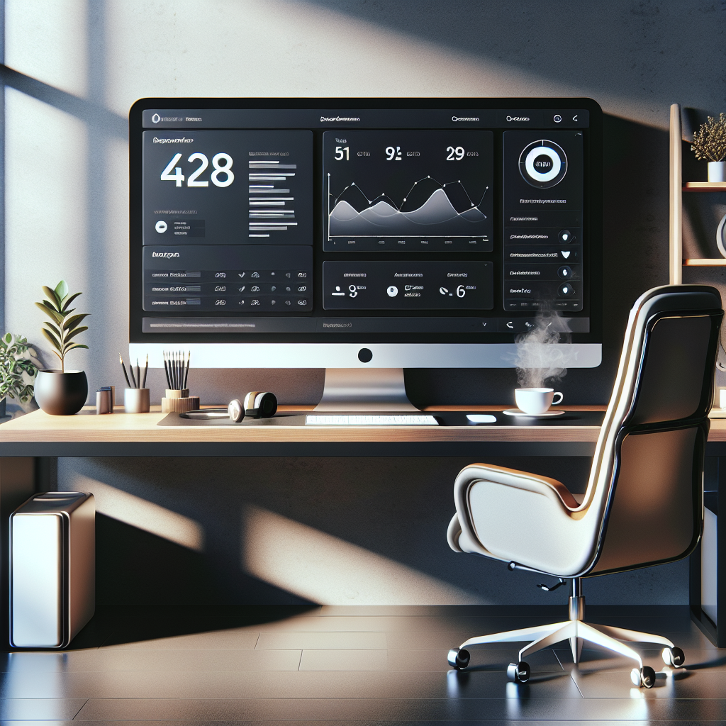 Modern office workspace featuring a computer screen with an autoresponder plugin interface.