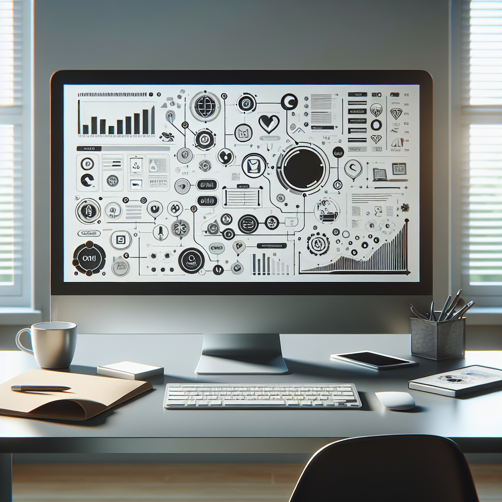 A digital workspace showing a computer screen with affiliate marketing plugins and desk accessories.