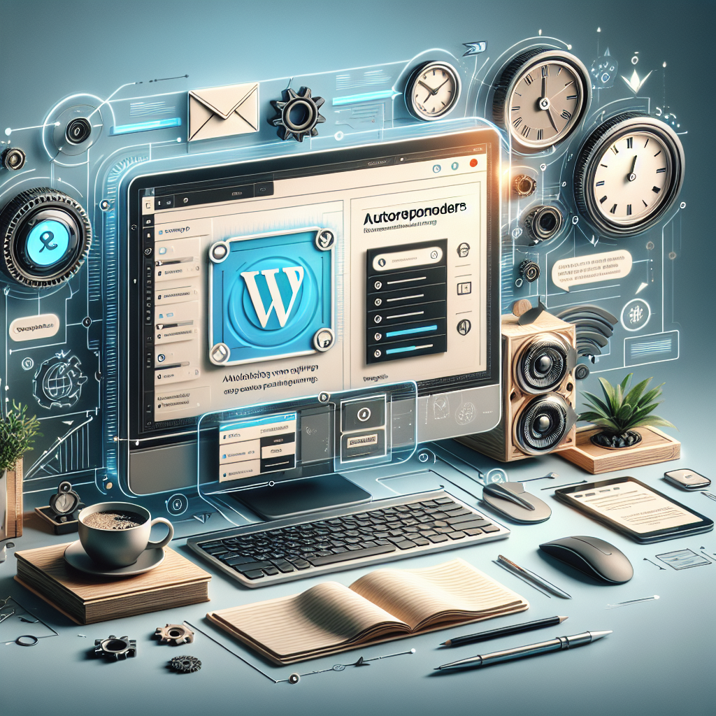 Integration of autoresponders with WordPress on a modern computer screen in an organized office setup.