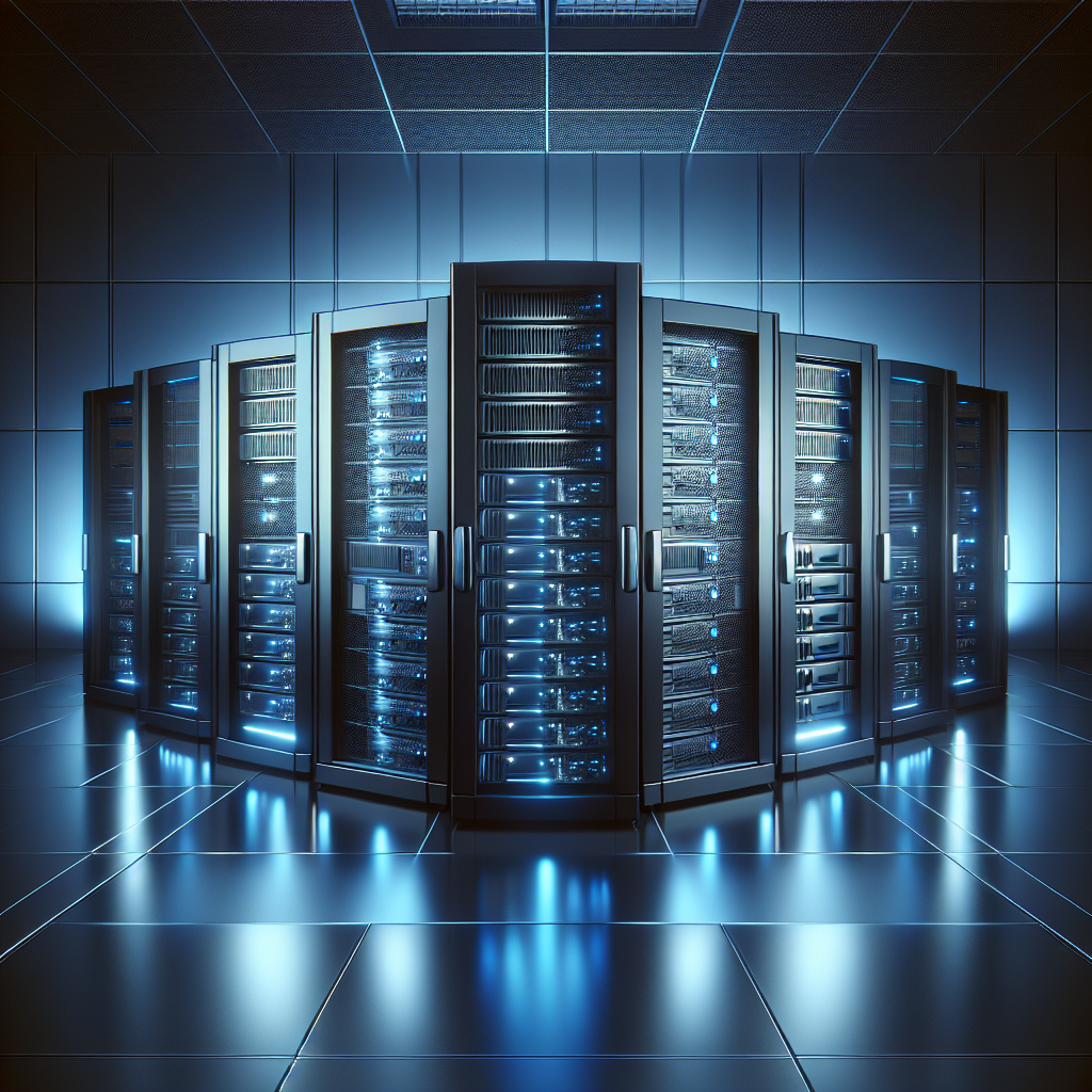 Illustration of various web hosting provider server setups in a modern data center environment.
