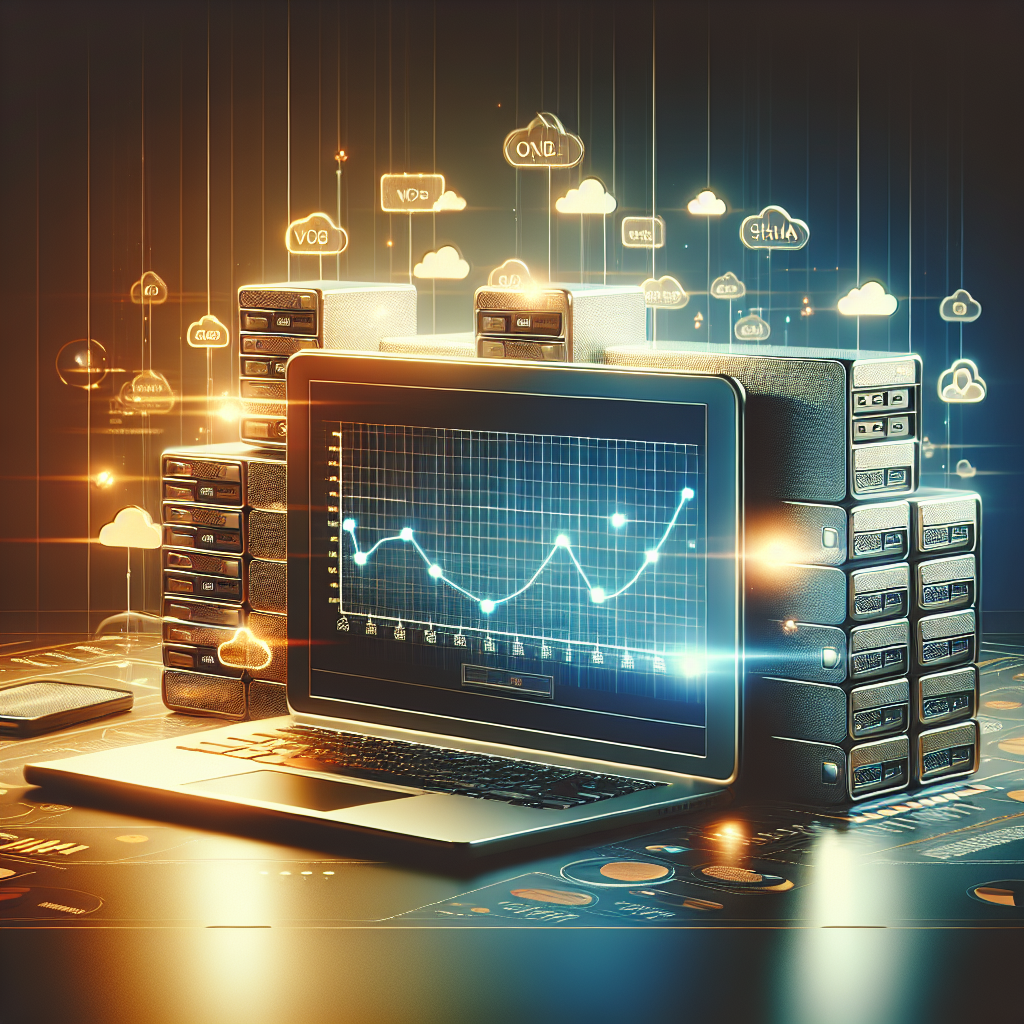 Illustration of web hosting costs with a laptop, price tags, and hosting plan icons.