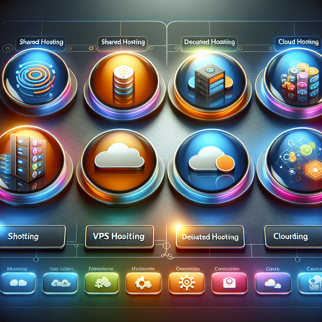 Digital dashboard with icons representing different website hosting plans.