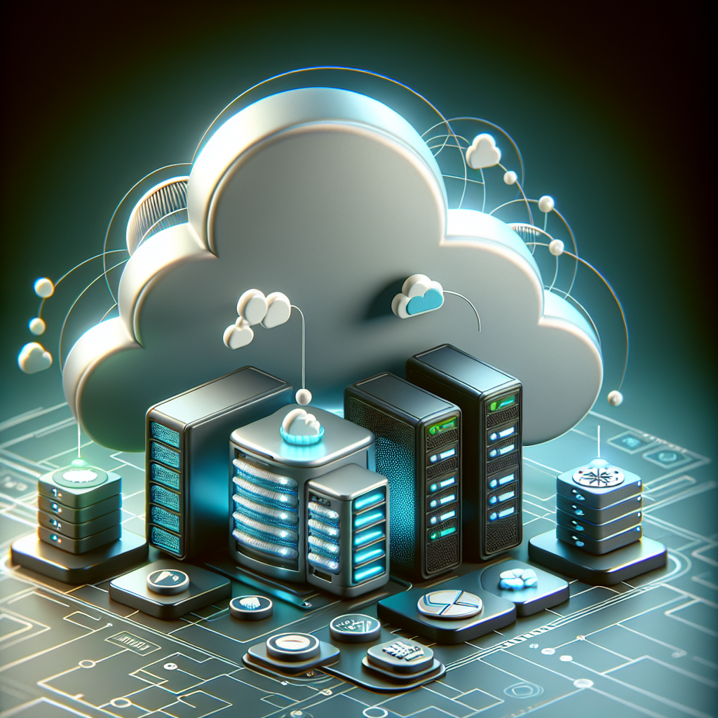 Realistic icons representing different website hosting options like cloud, server, and network.