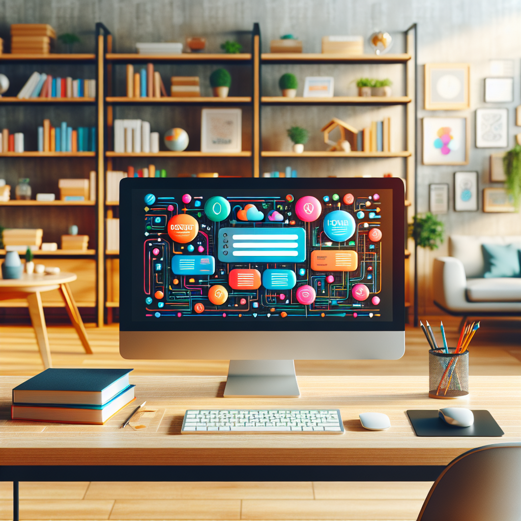 A desktop computer setup illustrating low cost web hosting in a cozy office.