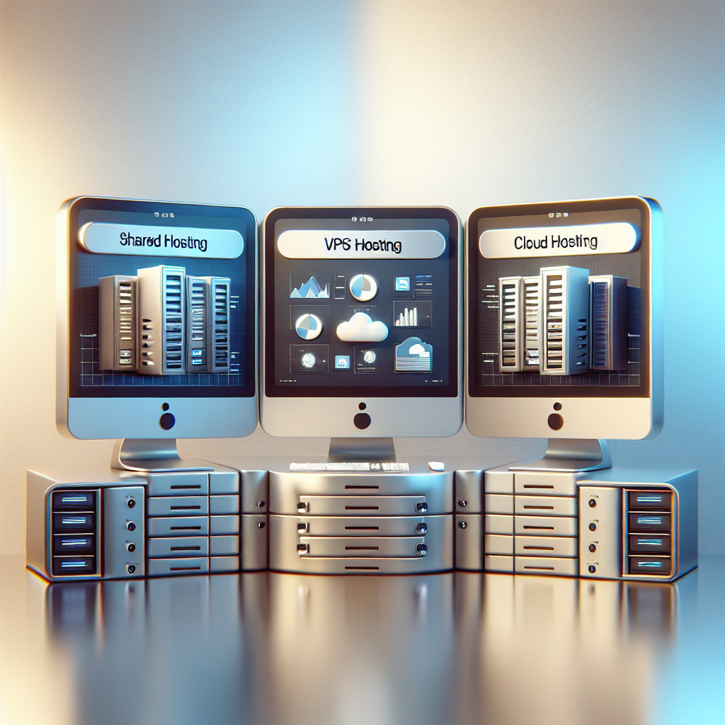 An illustration of a workspace representing low-cost web hosting options with three computer screens.