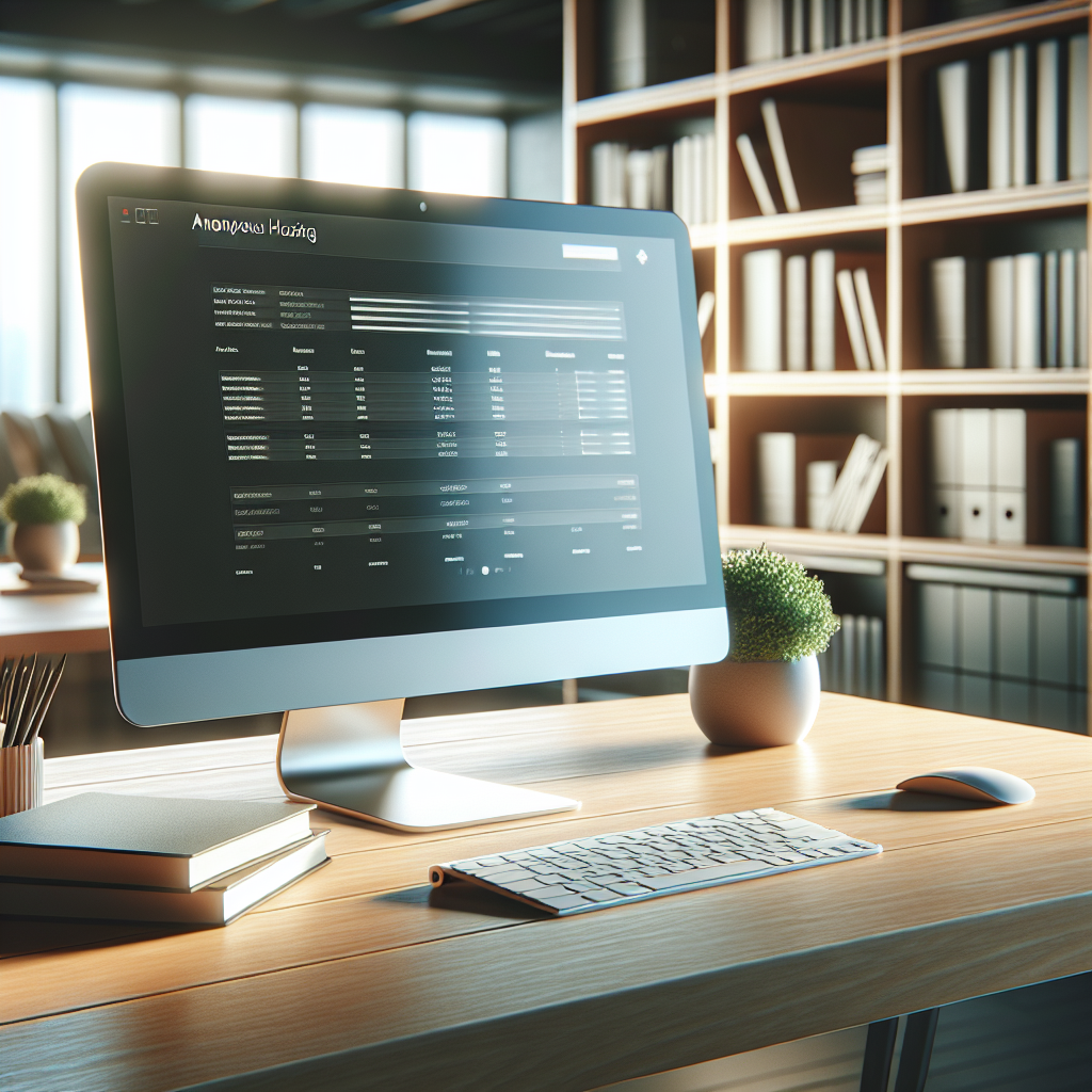 A serene office workspace with a desktop computer and a bookshelf.