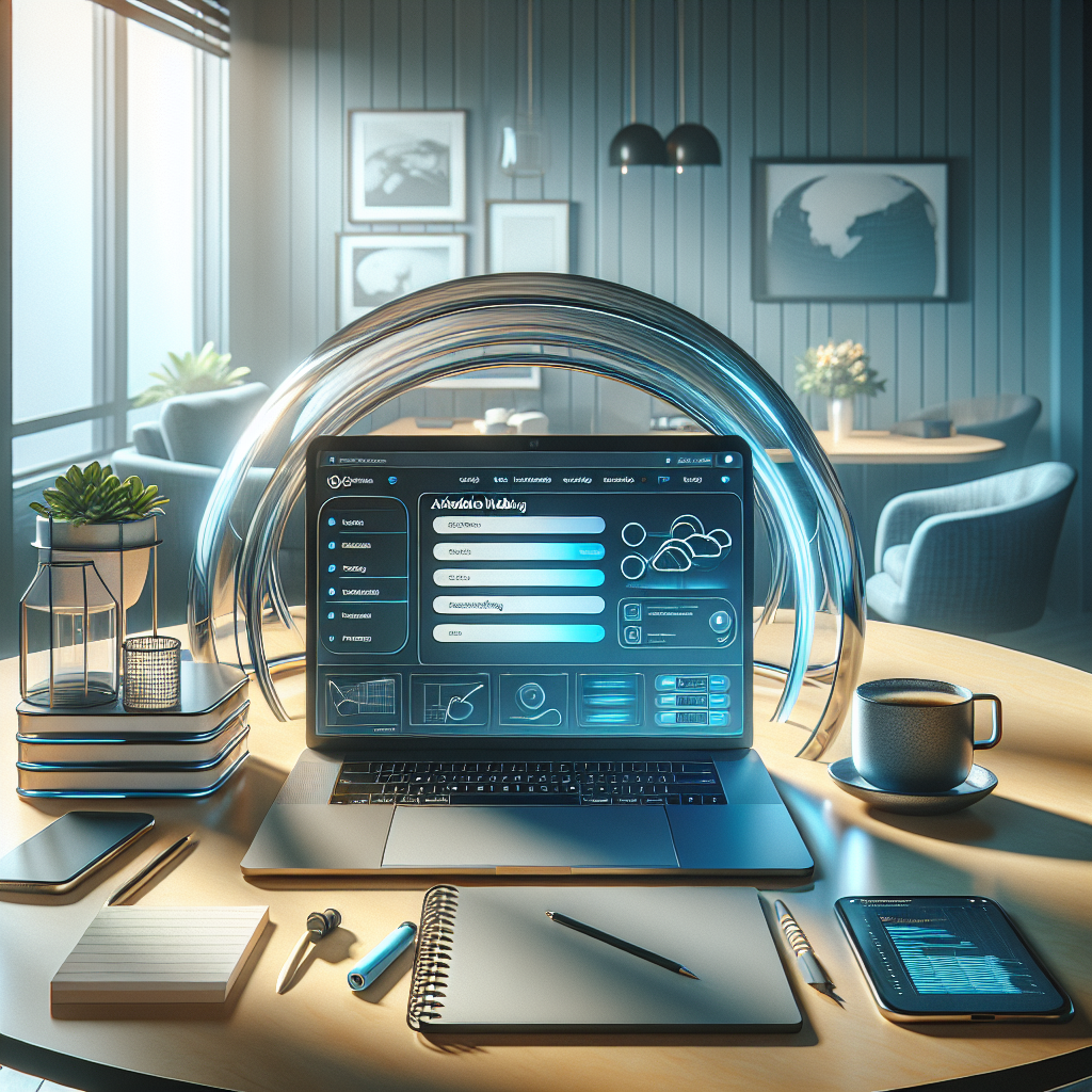 A modern desk setup illustrating affordable website hosting with a laptop, notepad, coffee cup, and smartphone.