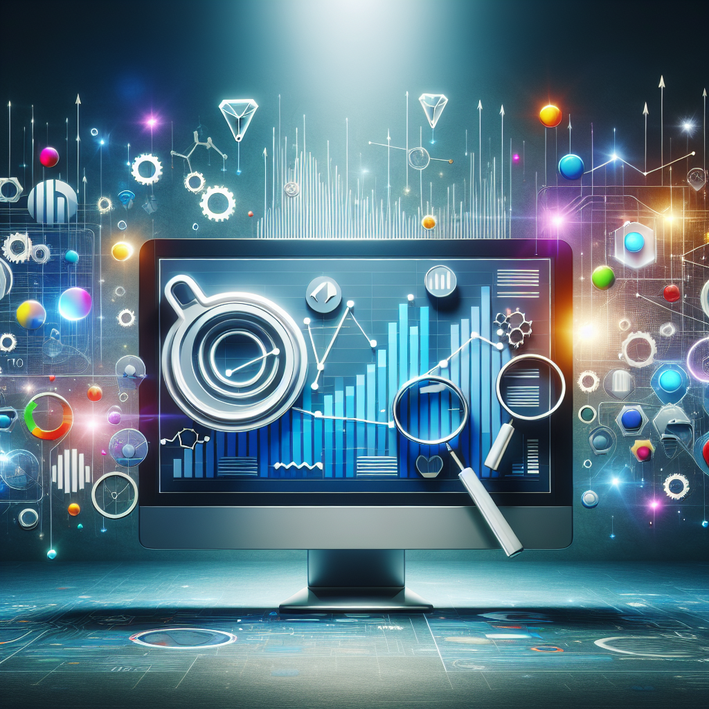 An abstract representation of SEO optimization concepts on a digital screen.