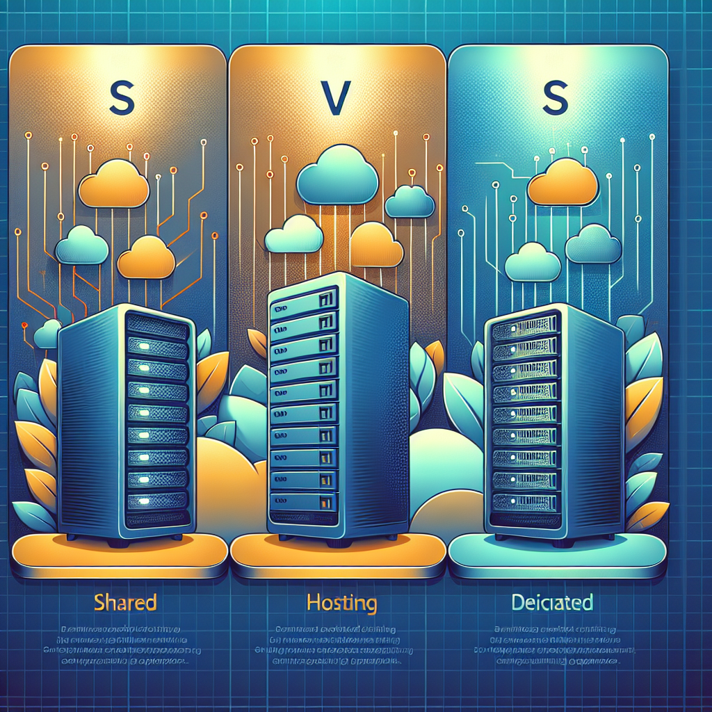 Illustration showing different types of website hosting: Shared, VPS, and Dedicated.