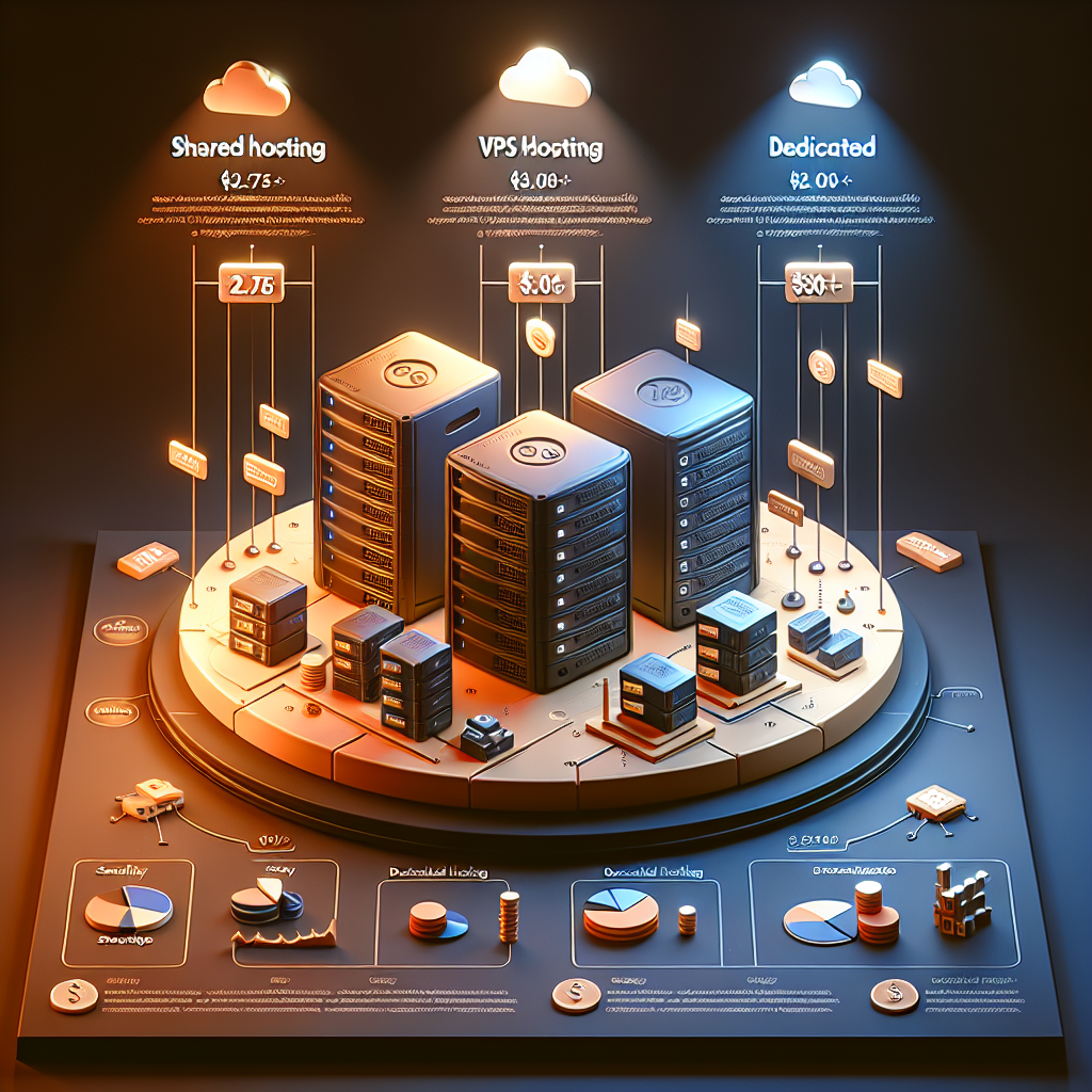 An infographic illustration showing the average costs of different website hosting services.