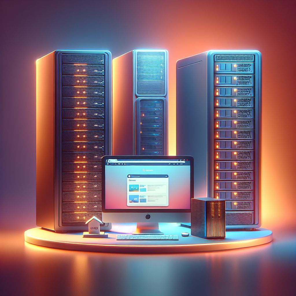 Illustration of three types of website hosting services: Shared, VPS, and Dedicated Hosting.