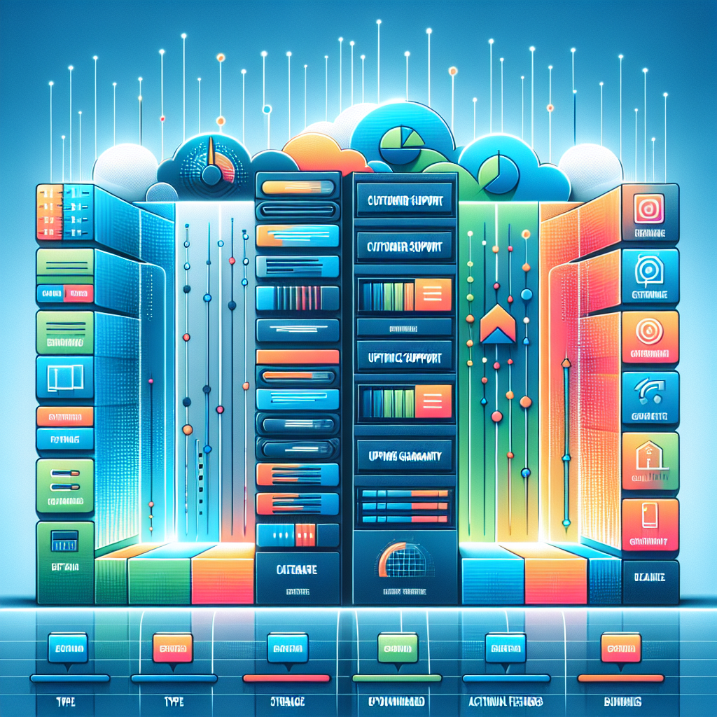 A comparison chart for web hosting services with vibrant sections and a clean professional design.