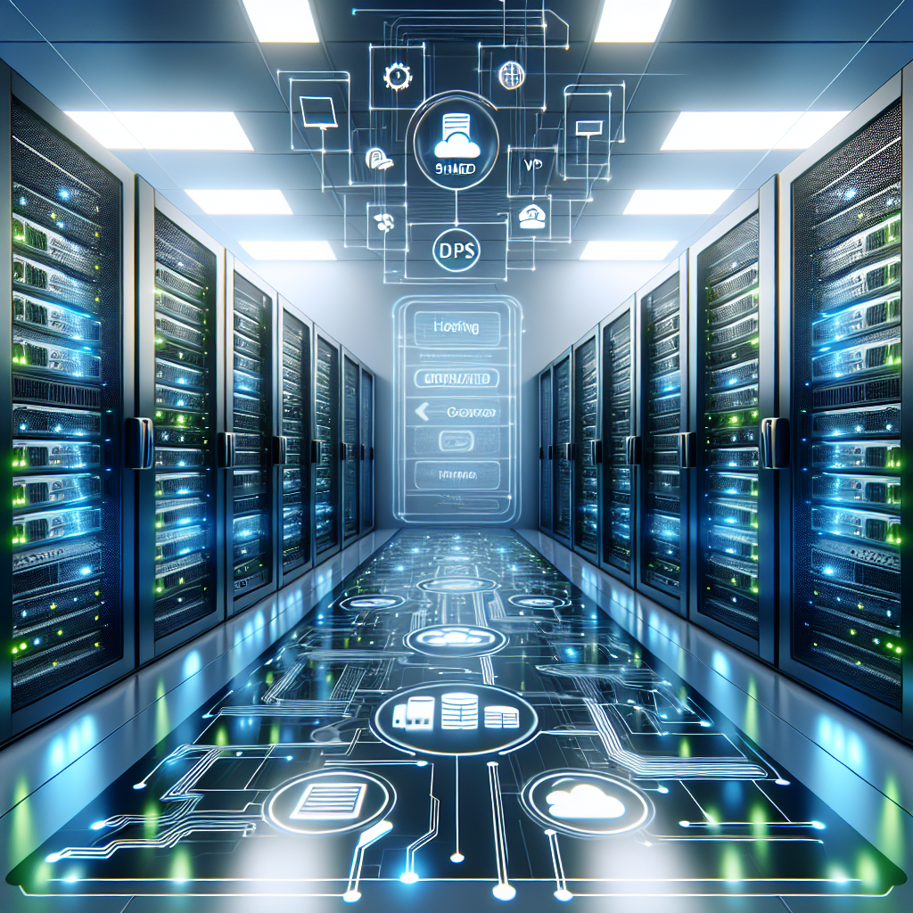 An illustration of a server room representing different types of web hosting services.