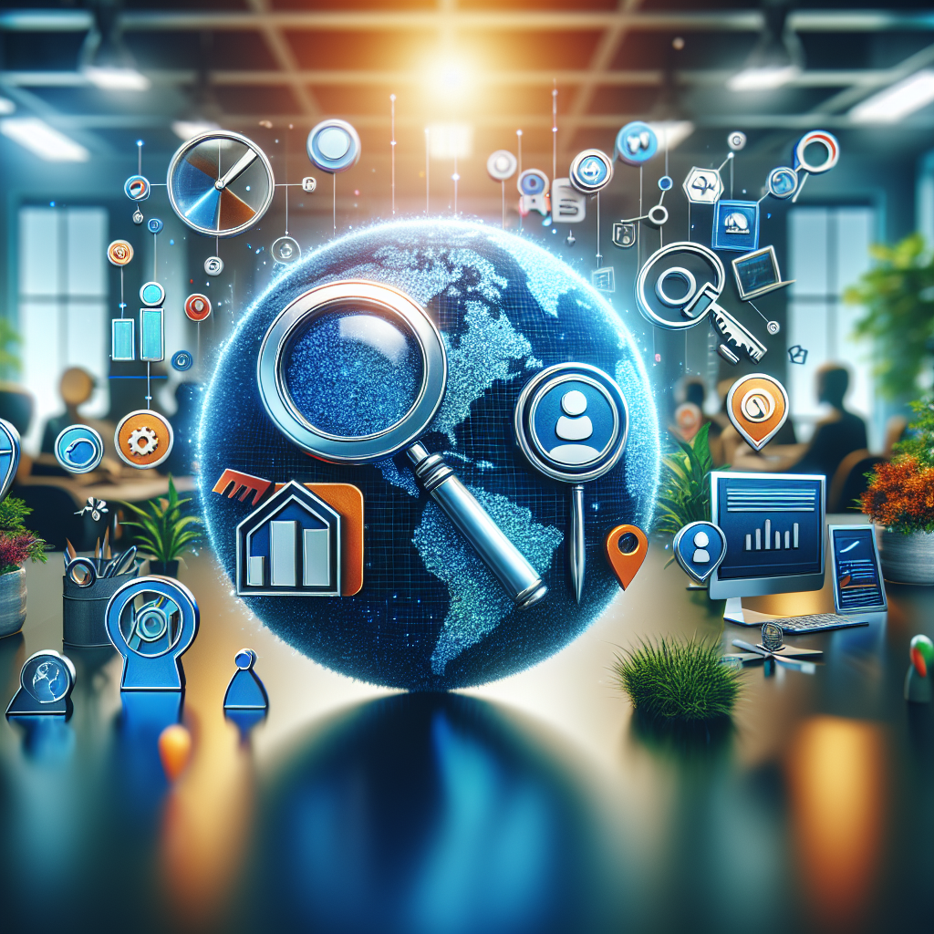Visual representation of website optimization costs with digital tools and a blurred office background.