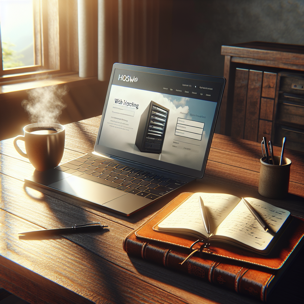 A serene workspace with a laptop, an open notebook, and a steaming cup of coffee.