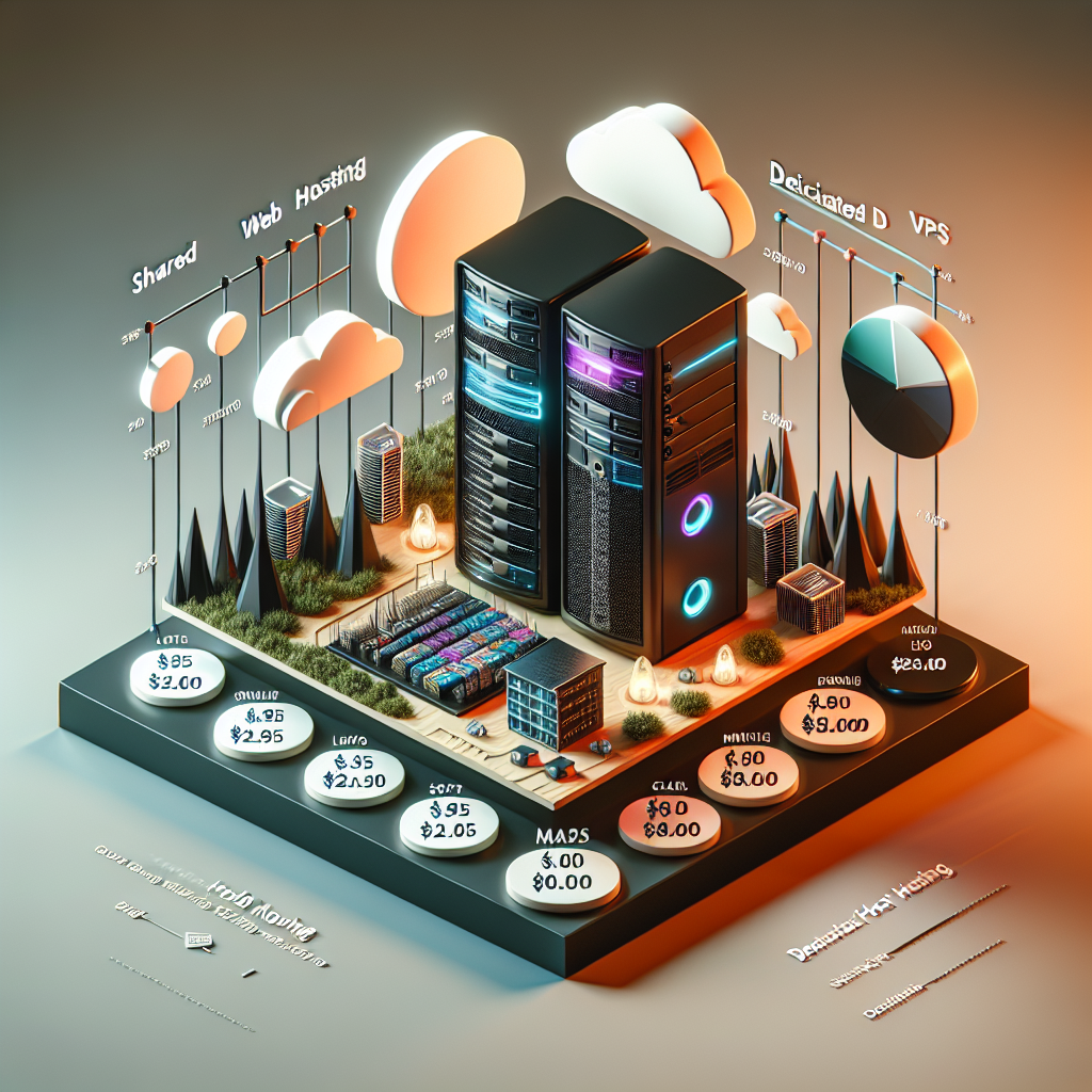Various types of web hosting services represented visually.