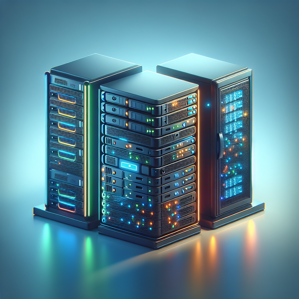 Comparison of different types of web hosting services: shared hosting, VPS, and dedicated servers.