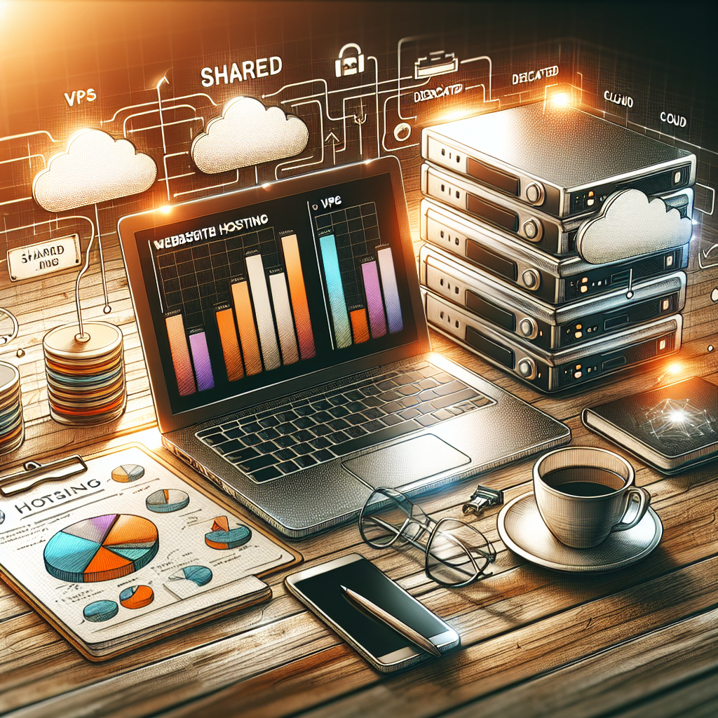 A desk with a laptop, notepad, coffee cup, and smartphone representing website hosting options.