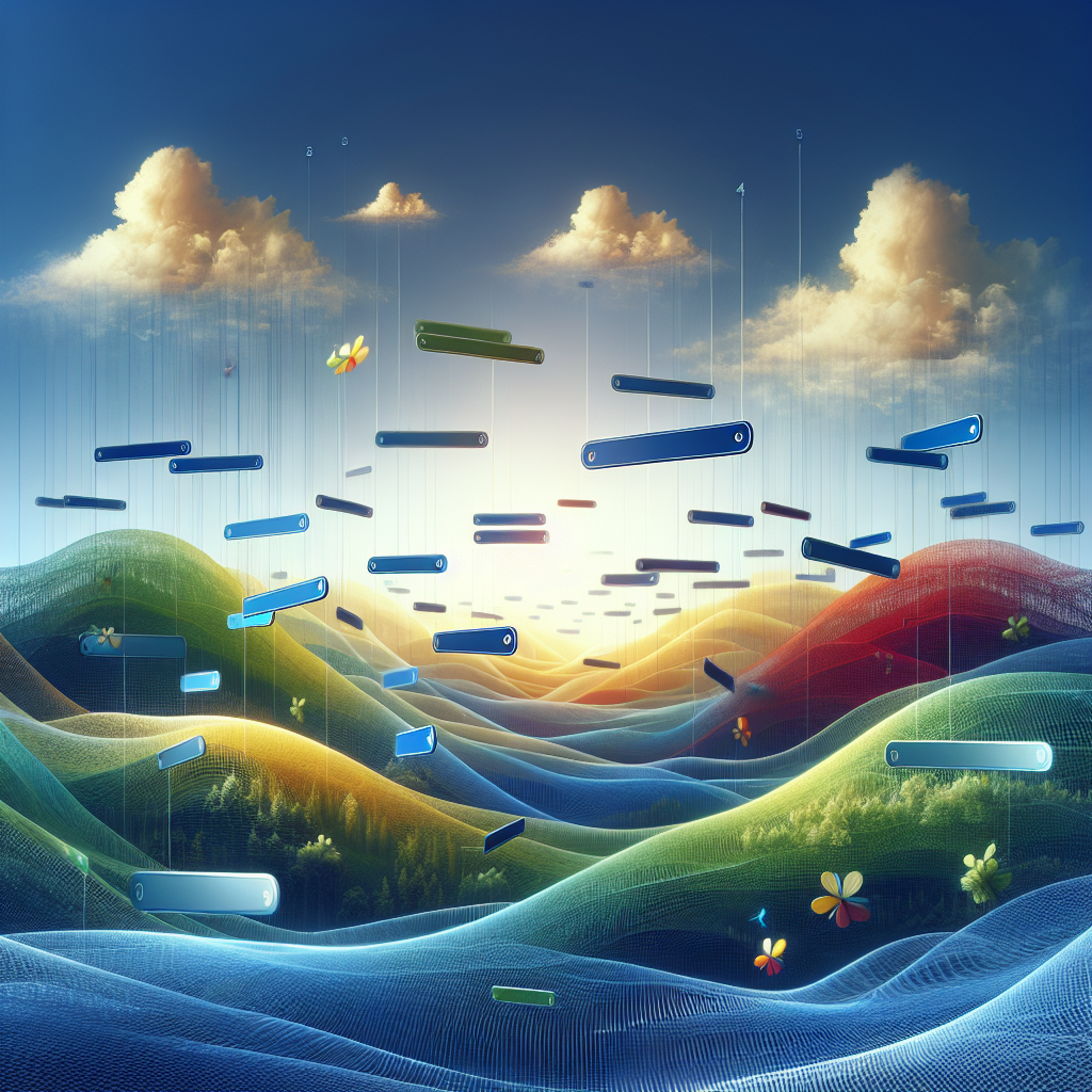 An abstract representation of domain names in a digital landscape.