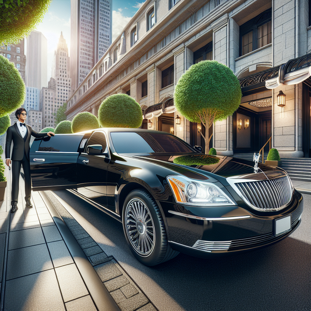 A luxury car service in New Jersey with a black limousine and a professional driver.