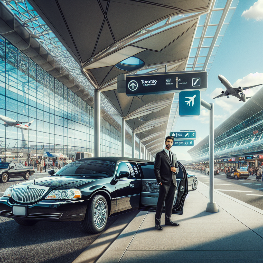 Airport limo service at Toronto Pearson International Airport with a luxury vehicle and professional driver.