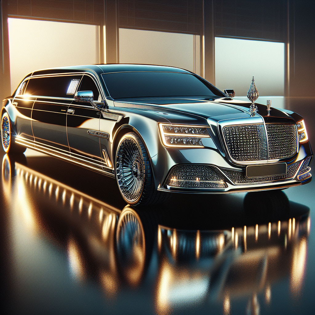 A highly detailed, realistic image of a sleek and luxurious limousine.