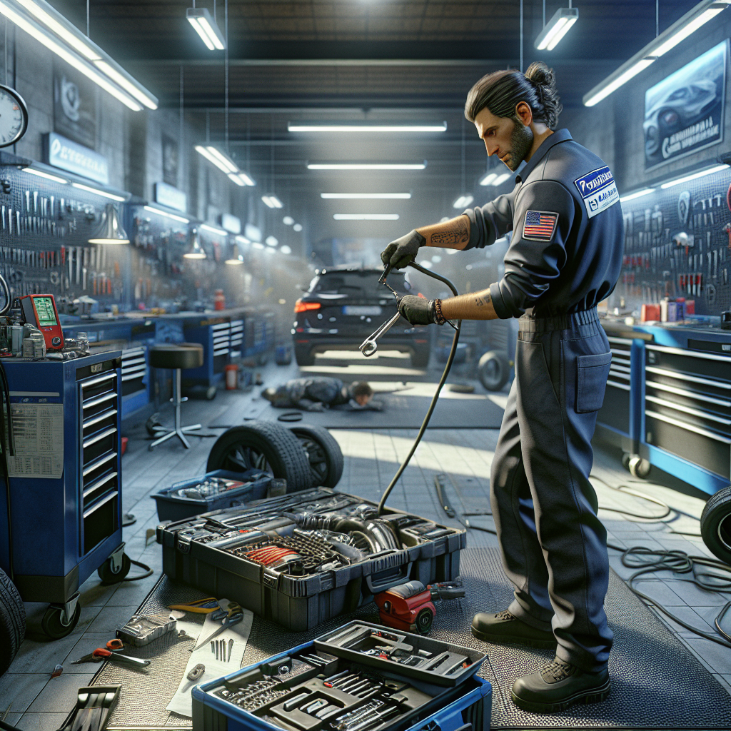 A mechanic from Hamilton Car Service working on a car in a professional garage.