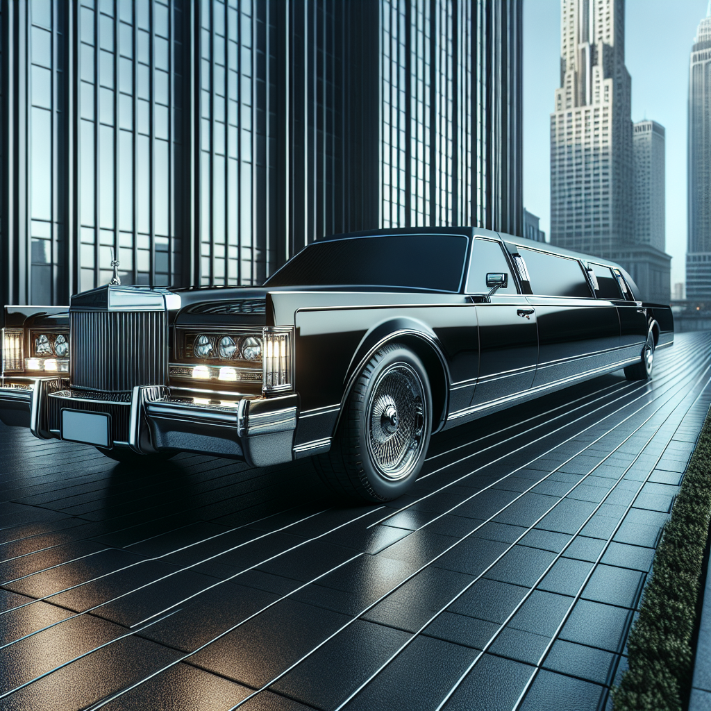 A realistic image of a Lincoln limousine in a sophisticated setting.