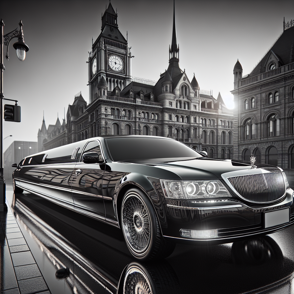 A luxury limousine in London, Ontario with a realistic style.