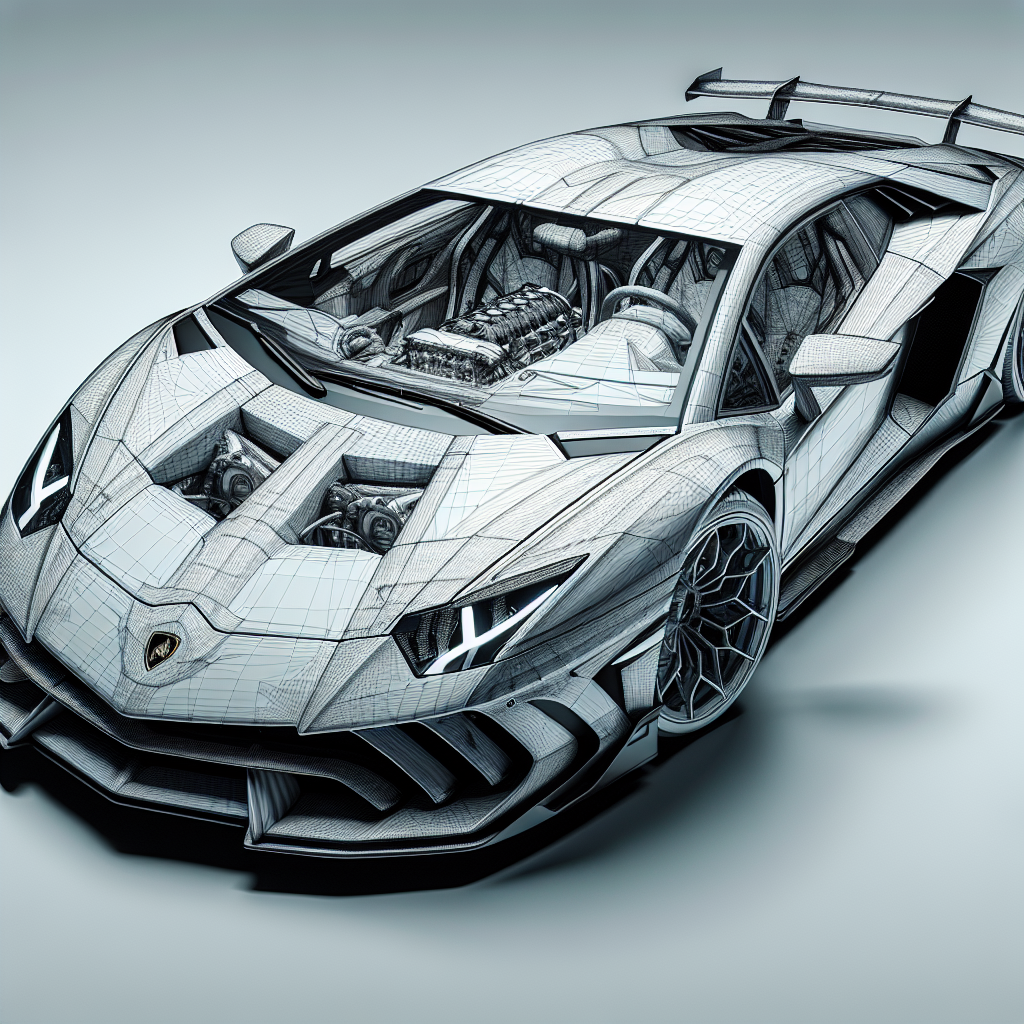 Realistic representation of a Lamborghini Aventador SVJ.