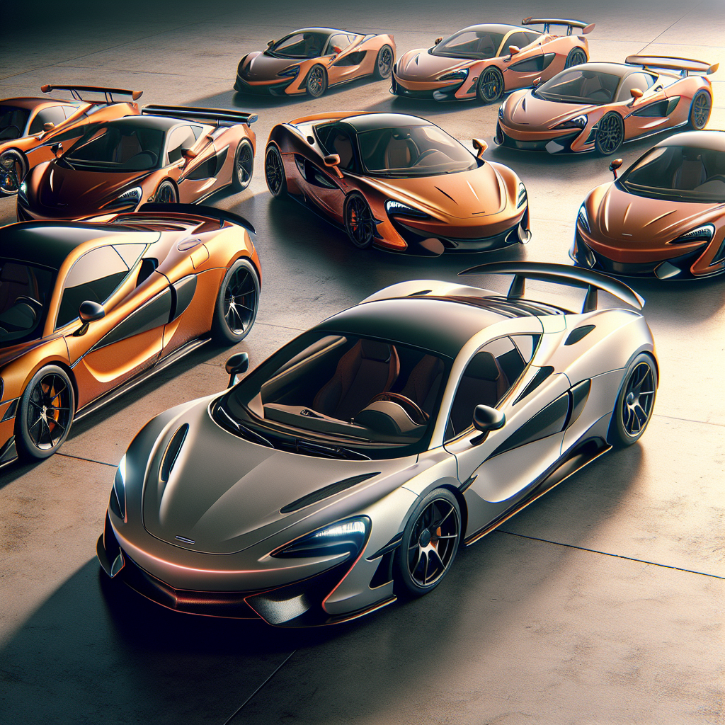 High-resolution image showcasing a lineup of affordable McLaren models like the 570S and 540C.