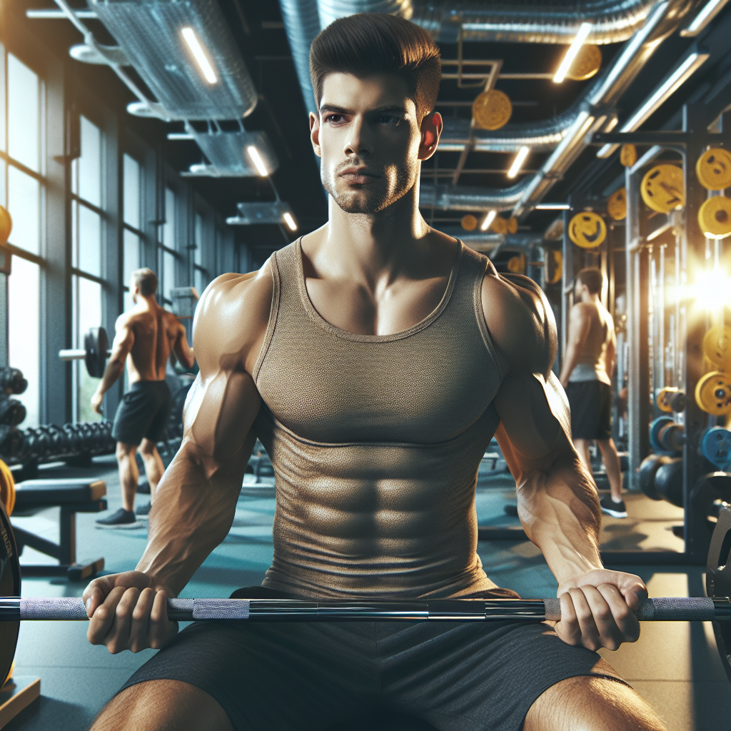 A man exercising in a modern gym, highlighting strength and wellness.