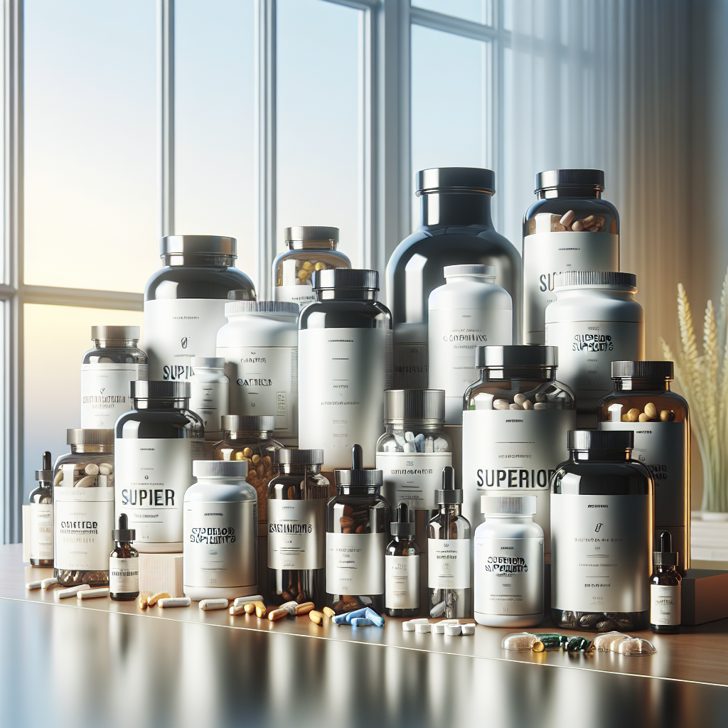 A collection of high-quality health supplements arranged neatly on a table.