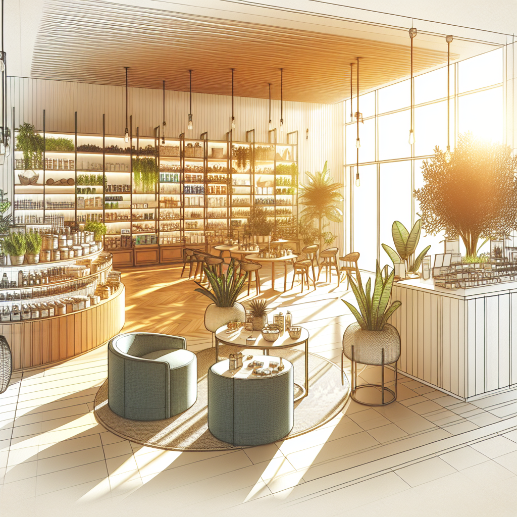 A realistic image of a wellness shop interior.