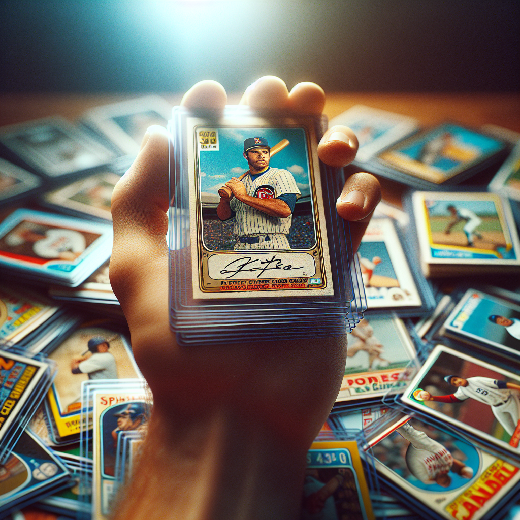 A collector's hand holding a selection of authentic autographed sports cards with visible details and textures, highlighted by warm lighting.