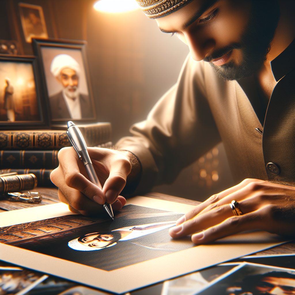 Realistic image of autograph collecting inspired by a reference photo.