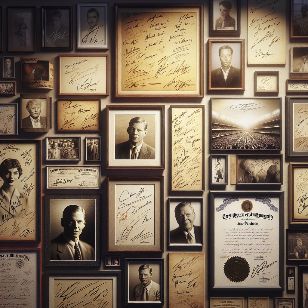 A realistic collection of autographs from notable individuals on display.