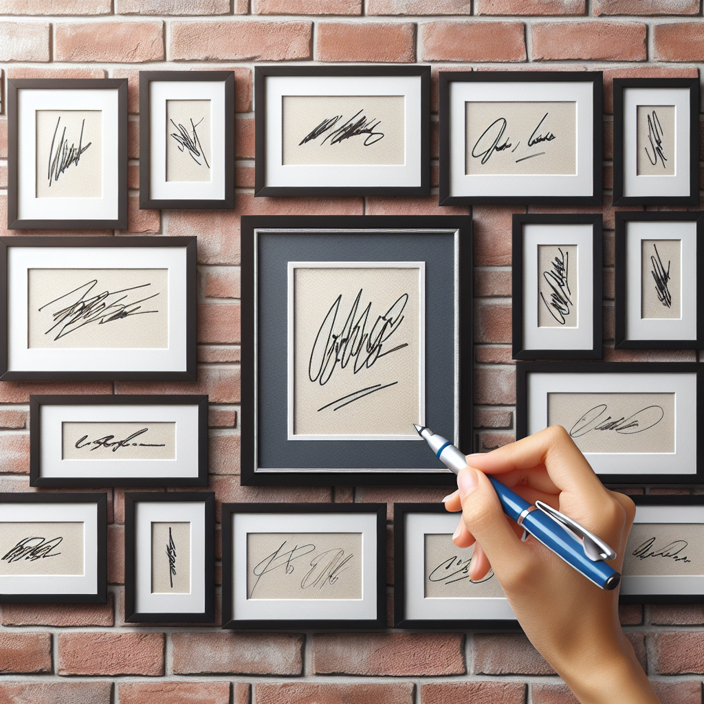 A realistic recreation of an image from a given URL, focusing on a collection of autographs.