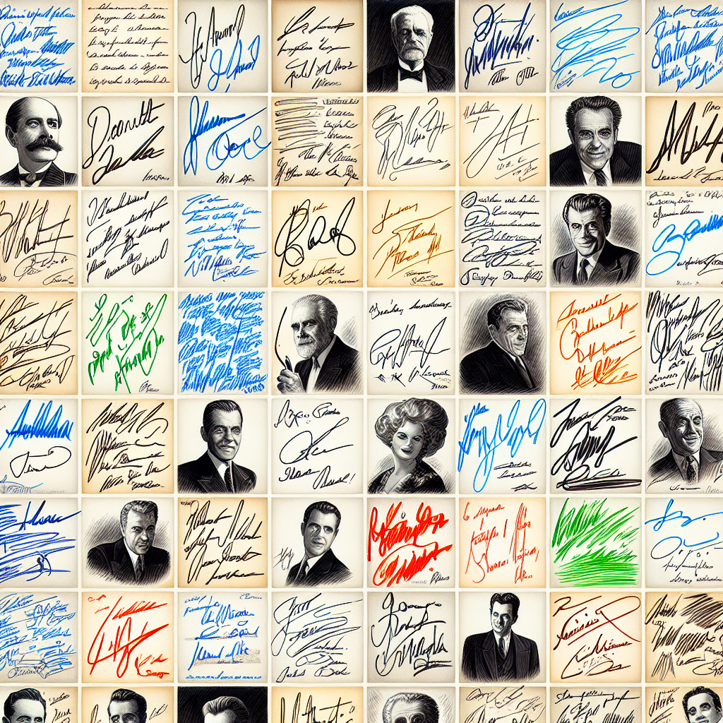 A realistic collection of diverse, authentic autographs on display.