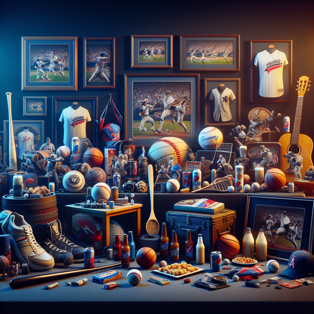 Realistic recreation of a sports memorabilia setup from a given photograph.
