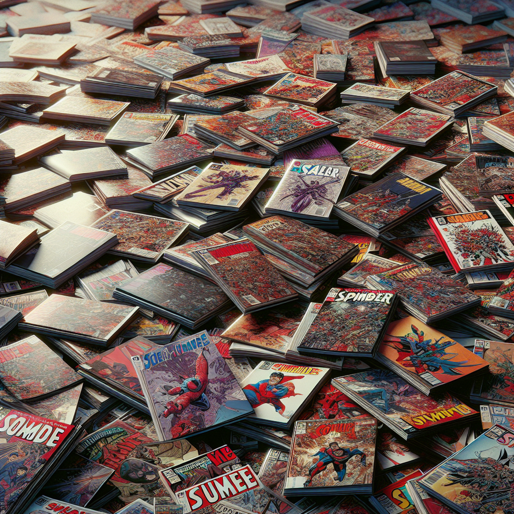 A realistic collection of various comic books, similar to the reference, displayed as though signed and kept by a collector.