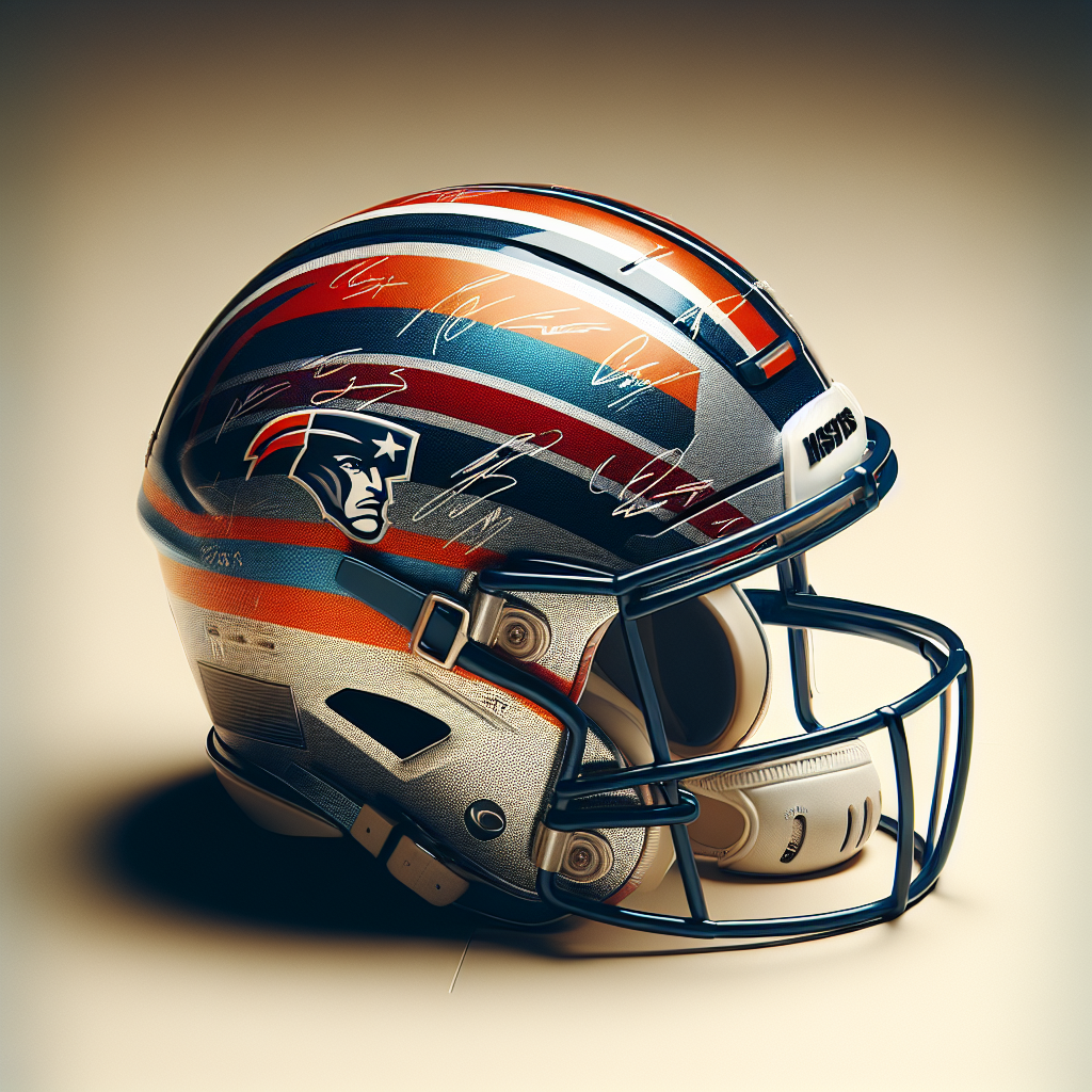 A realistic depiction of an authentic autographed Chicago Bears helmet.