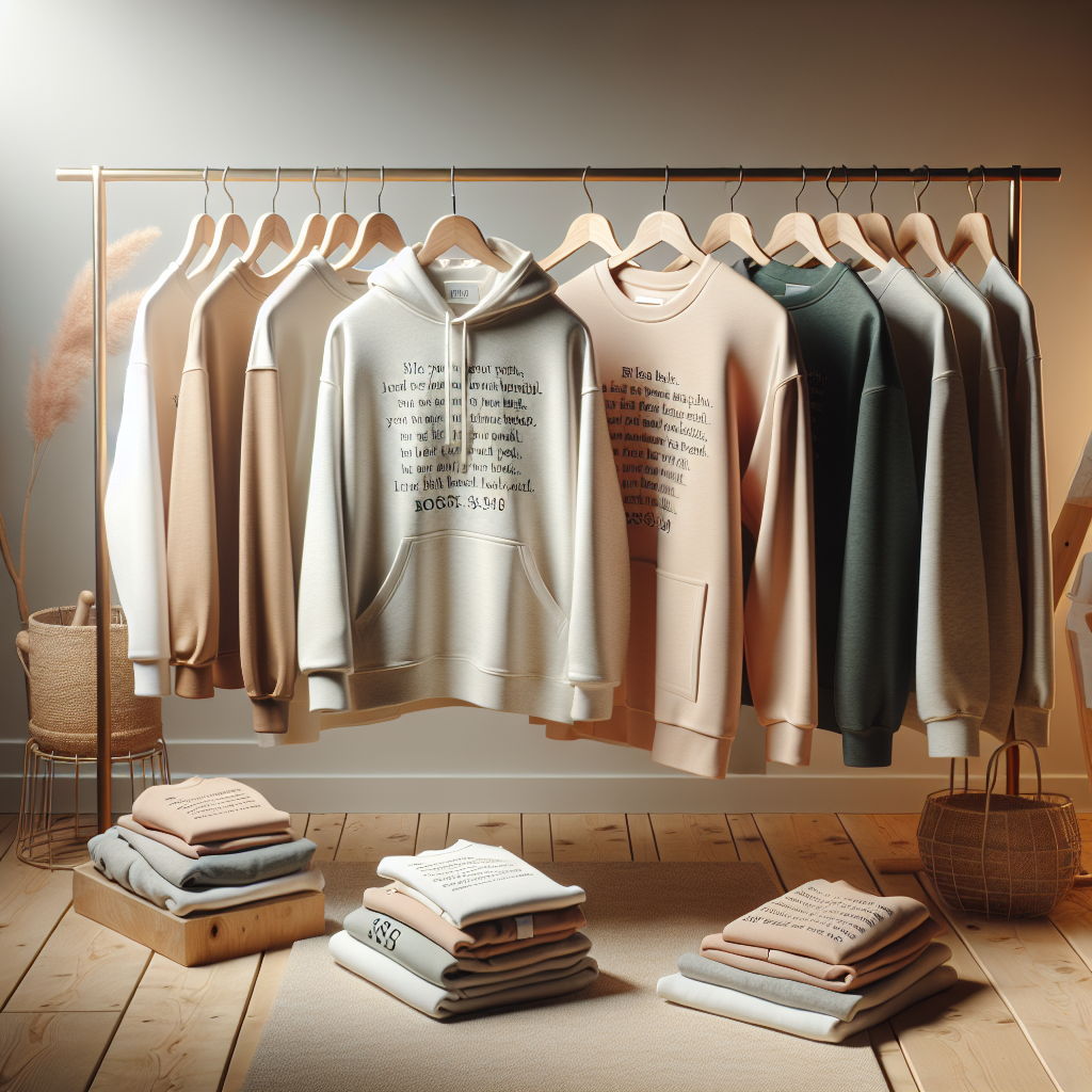 Modern, stylish Bible verse themed apparel arranged in a boutique setting, illuminated by soft natural light.
