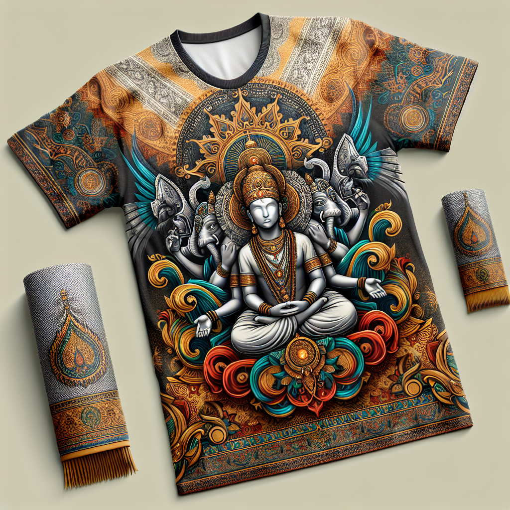 A realistic depiction of a Jesus T-shirt with intricate designs and vibrant colors.