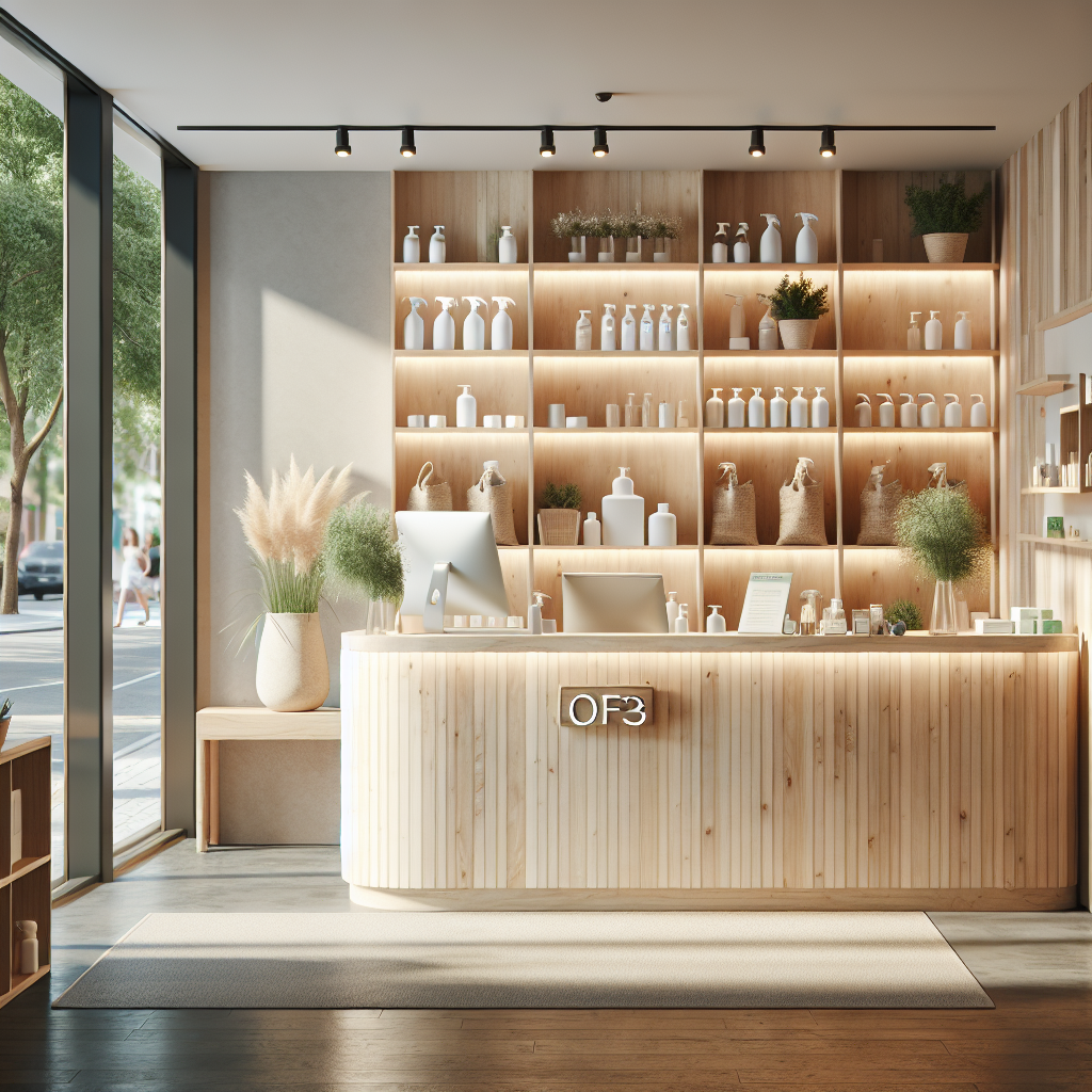 A cozy cleaning service office in Ellerslie with eco-friendly products displayed.