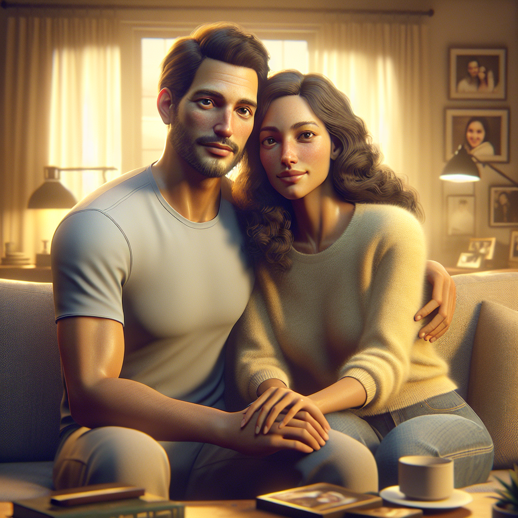 A couple in a cozy living room representing the concept of common-law marriage in Israel.