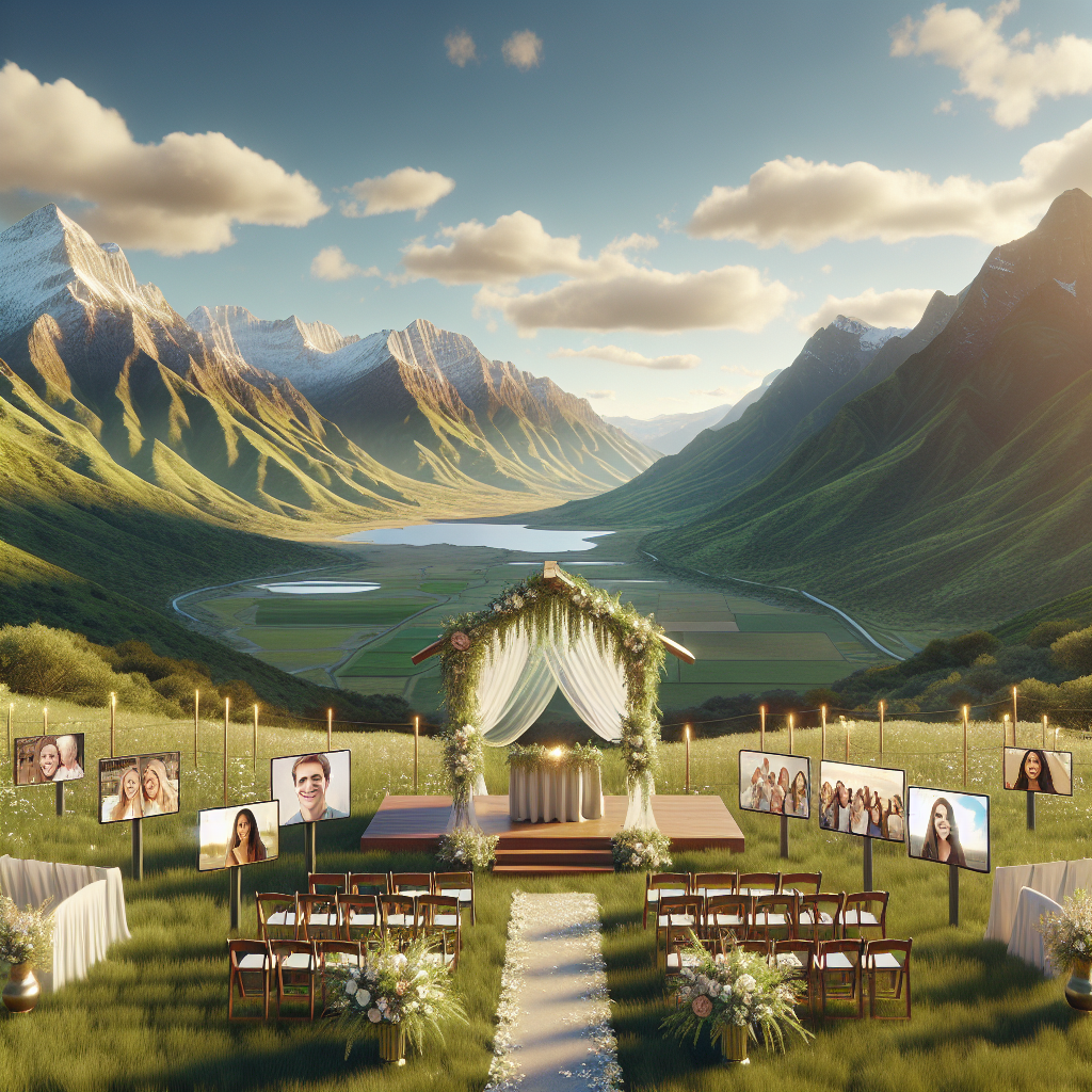 A beautiful Utah landscape for a Zoom wedding with mountains and virtual guests.